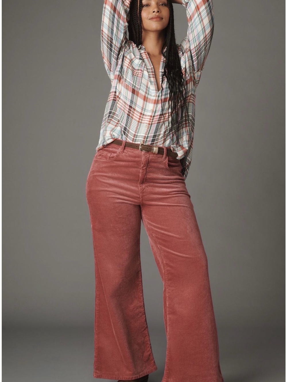 NWT PLUS 22W Pilcro Robbie High-Rise Flare Jeans in Dusty Rose by Anthropologie
